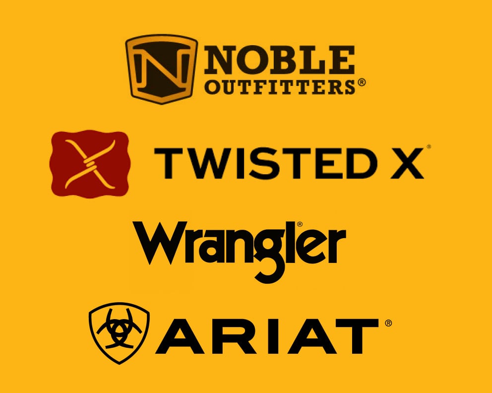Noble Outfitters, Twisted X, Wrangler, Ariat