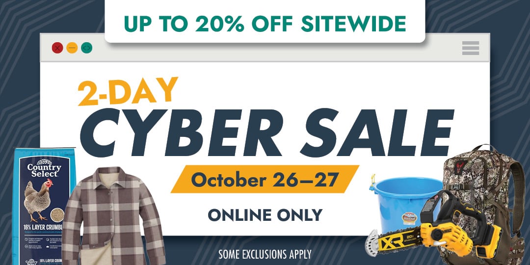UP TO 20% OFF SITEWIDE 2-DAY CYBER SALE October 26-27 ONLINE ONLY SOME EXCLUSIONS APPLY
