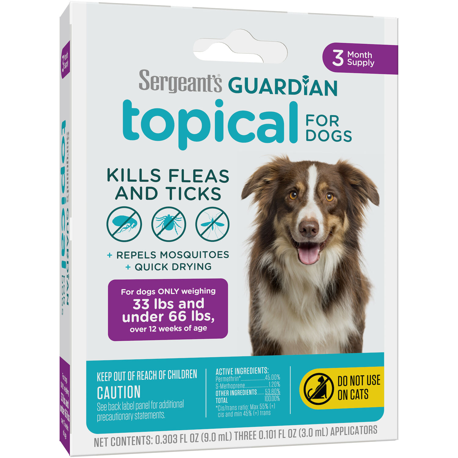 Guardian Flea & Tick Topical Treatment for Dogs 33 to 66-Lbs, 3-Ct