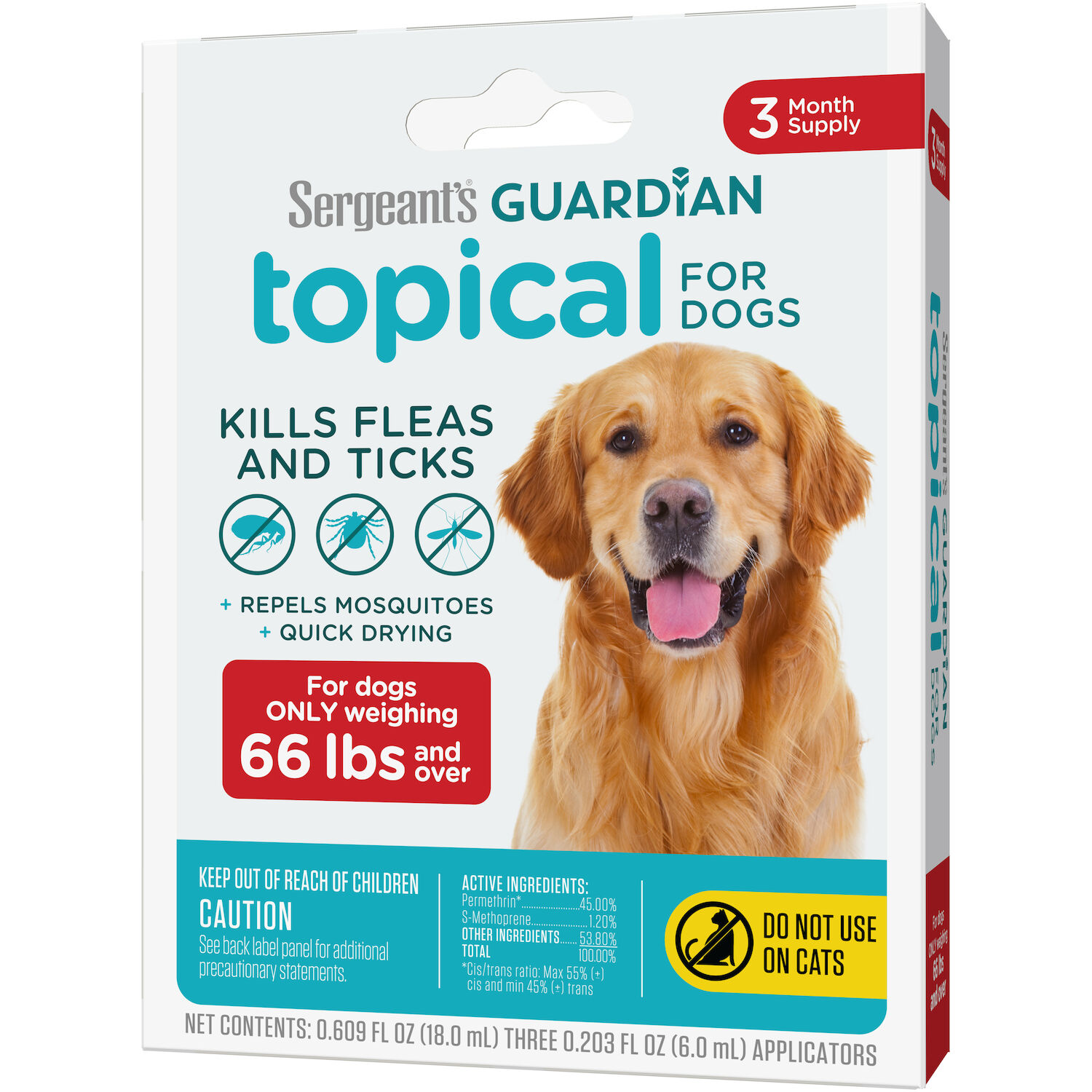 Guardian Flea & Tick Topical Treatment for Dogs 66-Lbs & Up, 3-Ct