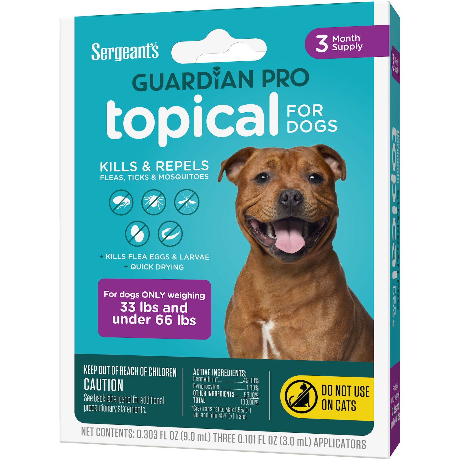 Guardian Pro Flea & Tick Topical Treatment for Dogs 33 to 66-Lbs, 3-Ct