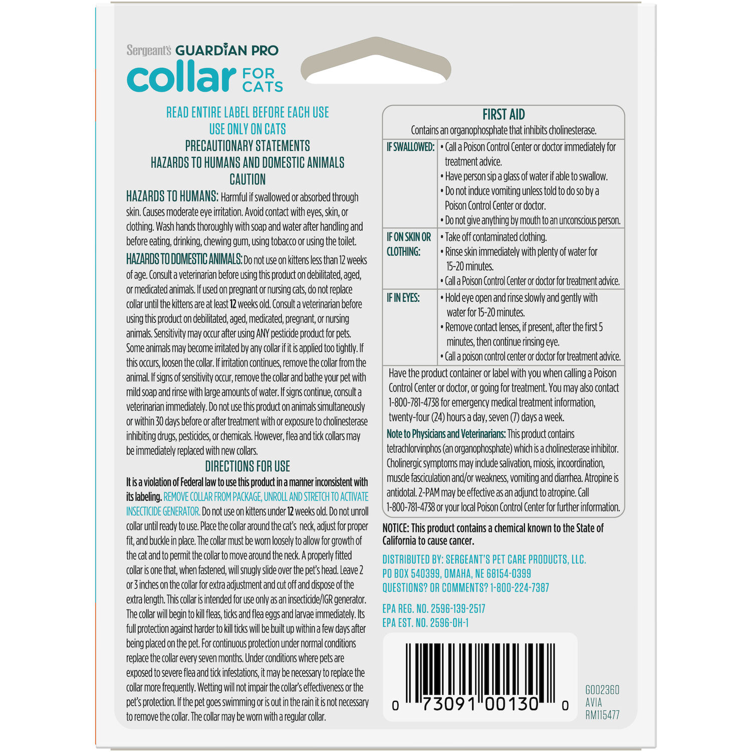 Guardian Pro Flea & Tick Collar for Cats, 1 Collar