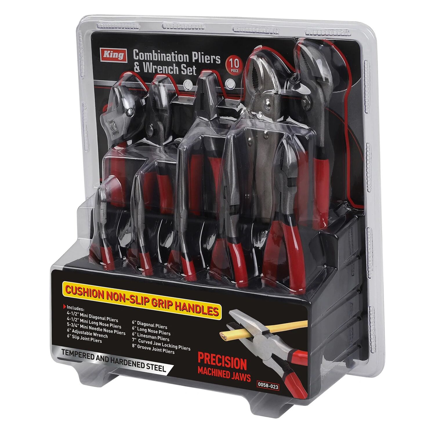 10-Pc Combination Pliers and Wrench Set 