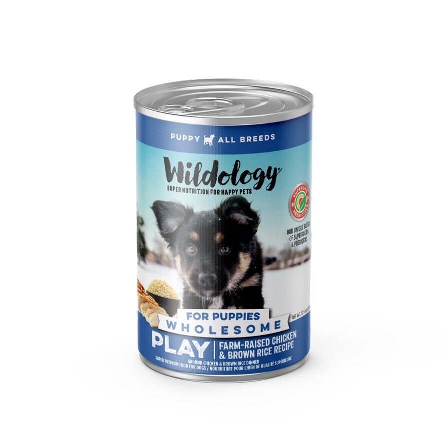 Wildology PLAY Puppy Farm-Raised Chicken & Brown Rice Recipe Dog Food, 12.8-Oz