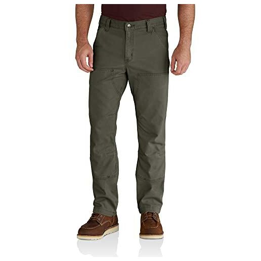 Carhartt Men's Rugged Flex® Relaxed Fit Canvas Double-Front Utility Work Pant in Moss