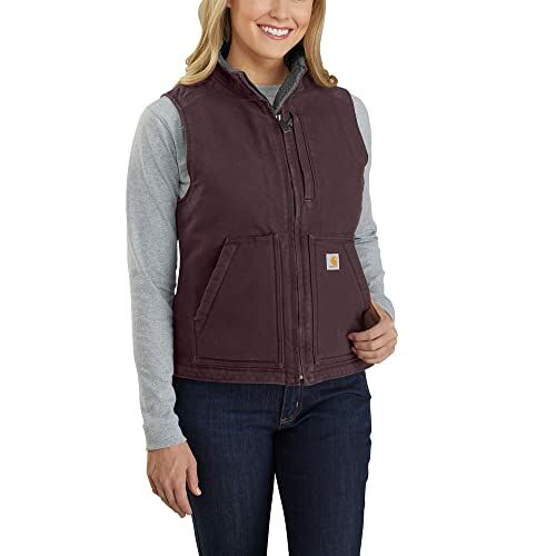 Carhartt Women's Relaxed Fit Washed Duck Sherpa-Lined Mock-Neck Vest