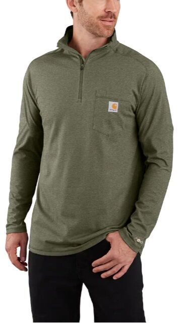 Carhartt Men's Force Relaxed Fit Midweight Long-Sleeve 1/4 Zip Mock-Neck T-Shirt
