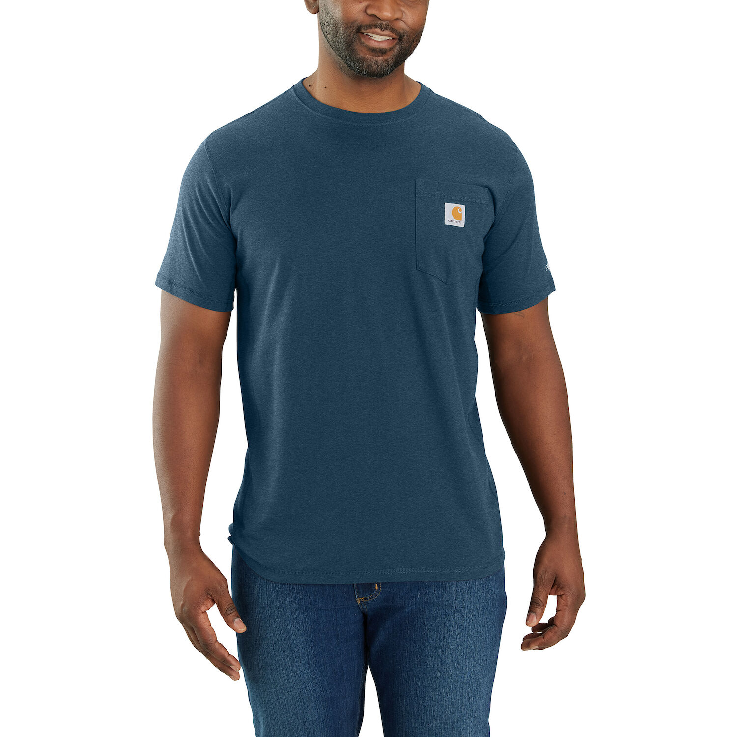 Men's Force® Relaxed Fit Midweight Short-Sleeve Pocket T-Shirt in Light Huron Heather