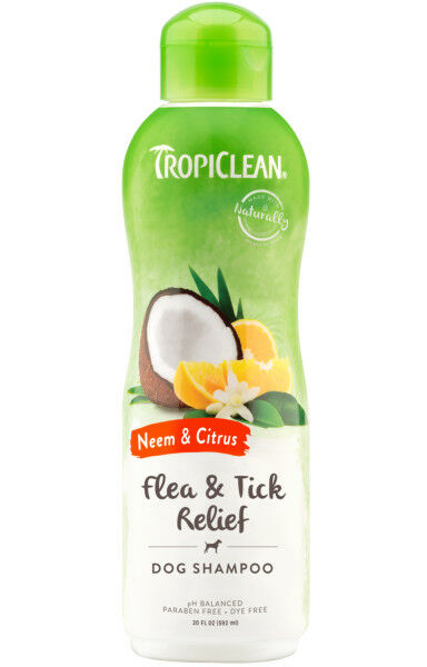 TropiClean Neem & Citrus Flea & Tick Relief Shampoo for Dogs, 20-Oz