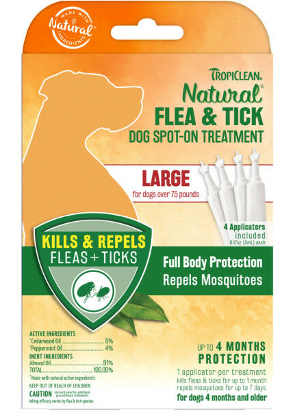 TropiClean Natural Flea & Tick Spot-On Treatment for Large Dogs over 75-Lbs