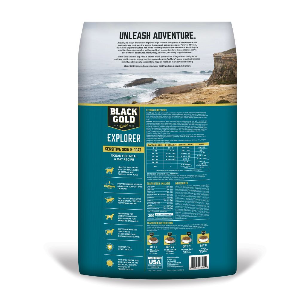 Black Gold Sensitive Skin & Coat Ocean Fish Meal & Oat Recipe Dog Food, 40-Lb