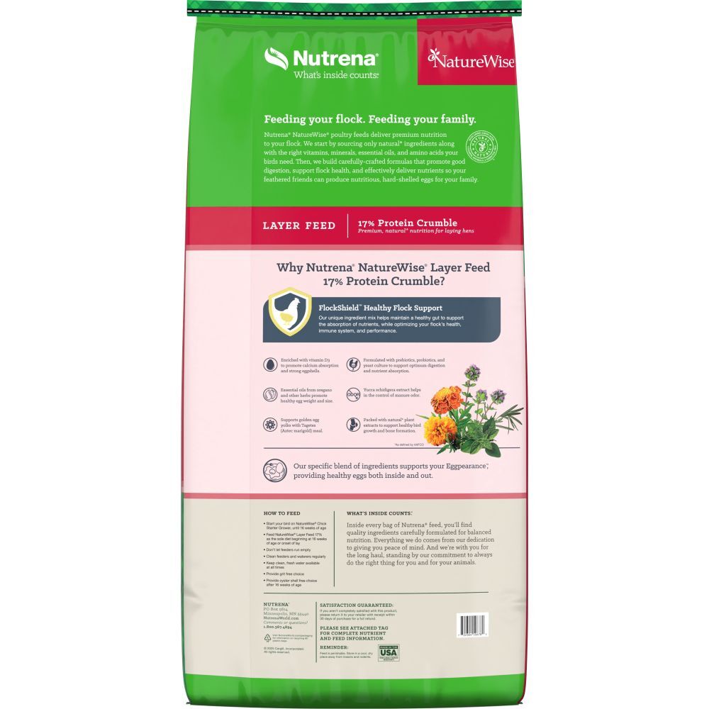 Nutrena NatureWise 17% Protein Layer Crumble Poultry Feed, 40-Lb