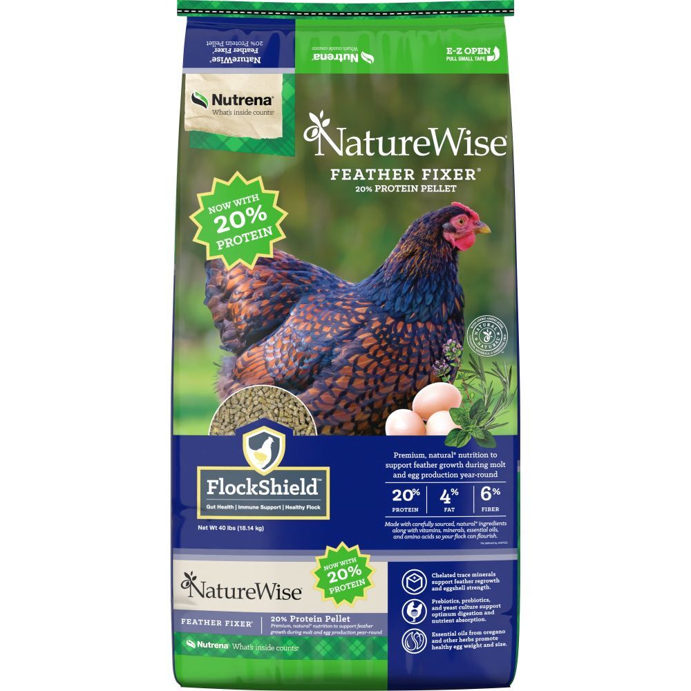 Nutrena NatureWise 20% Protein Feather Fixer Pellet Poultry Feed, 40-Lb