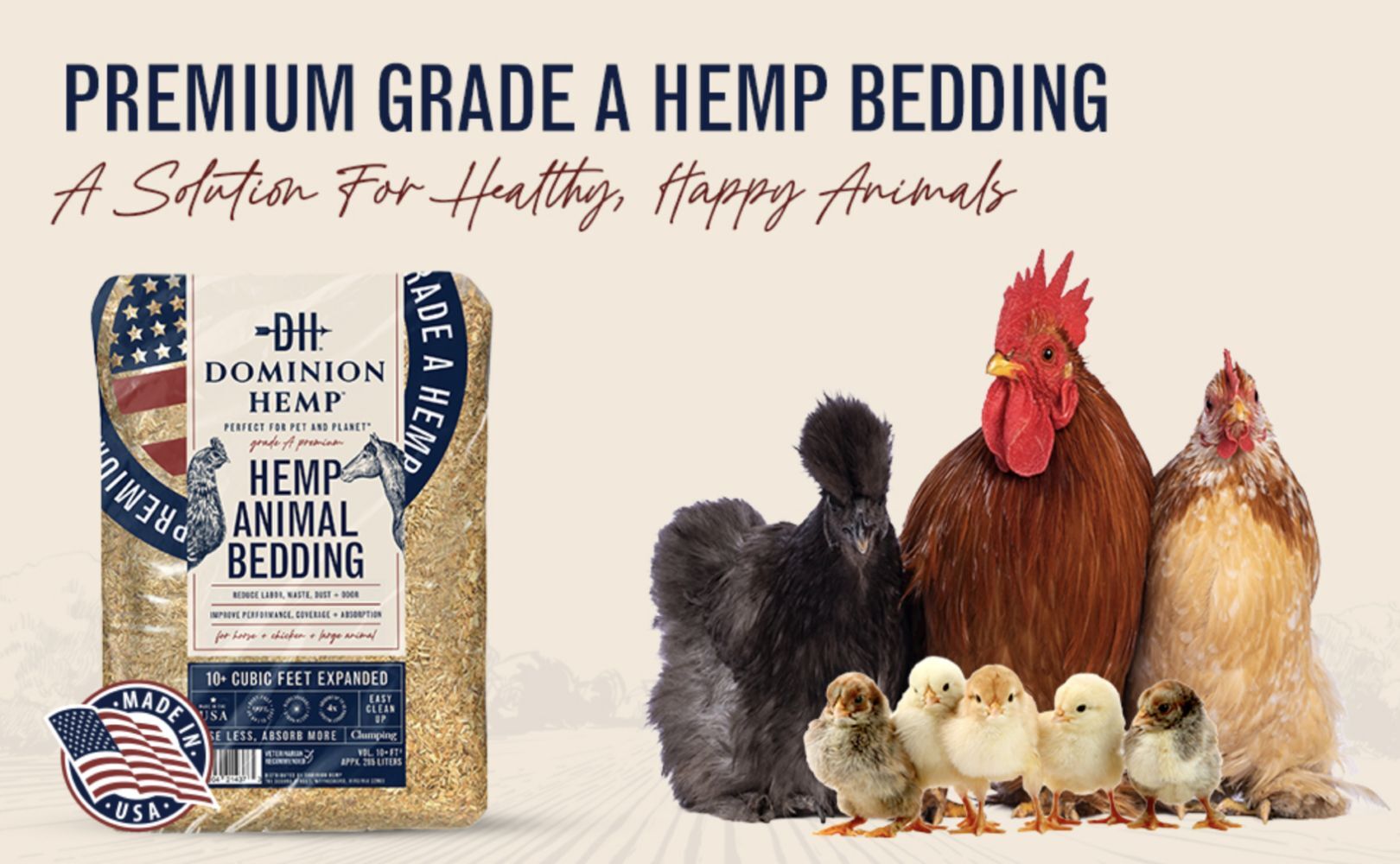 Dominion Hemp Large Bag Hemp Animal Bedding, 30-Lb