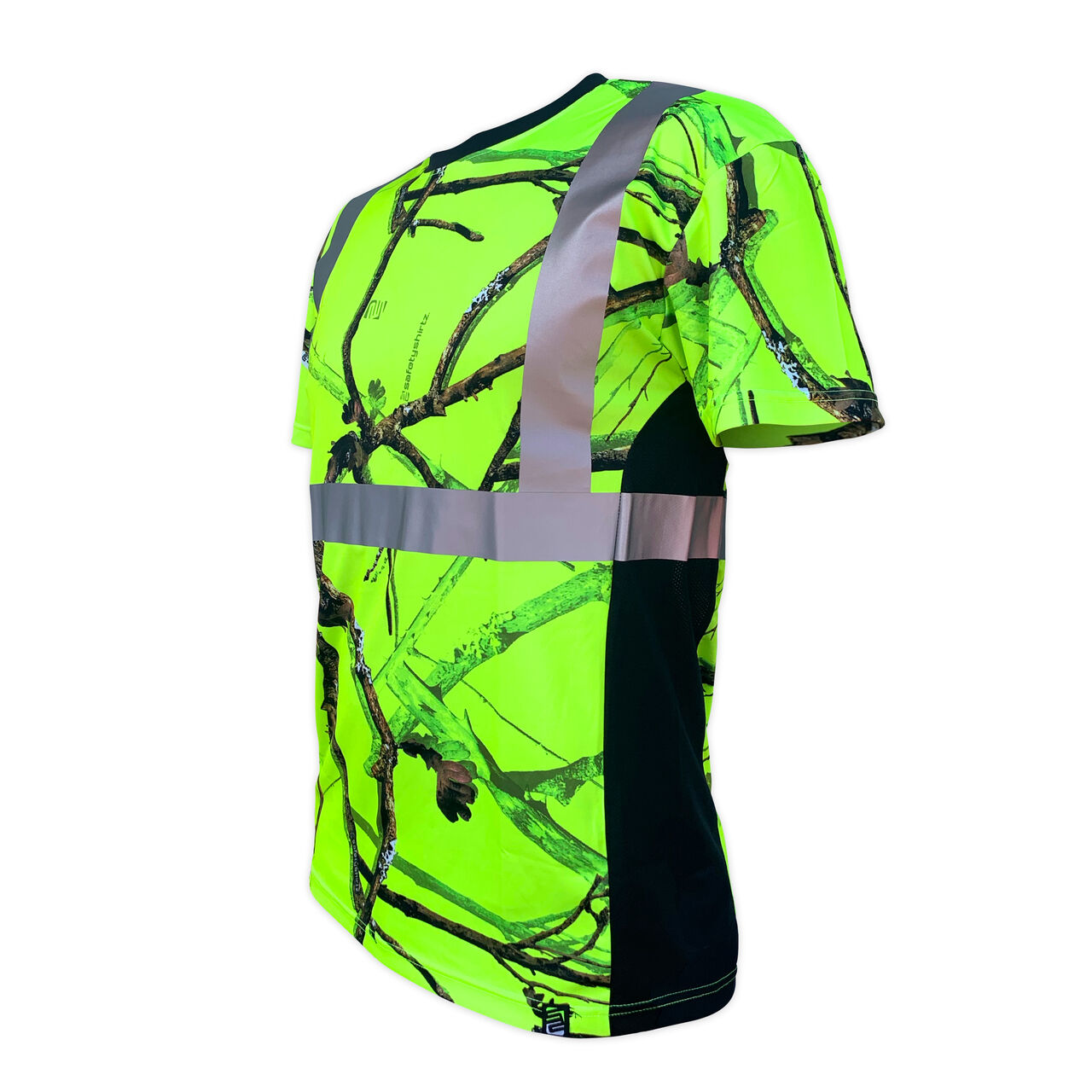 SafetyShirtz Men's ANSI Class 2 Backwoods Camo Safety Shirt with Vented Sides