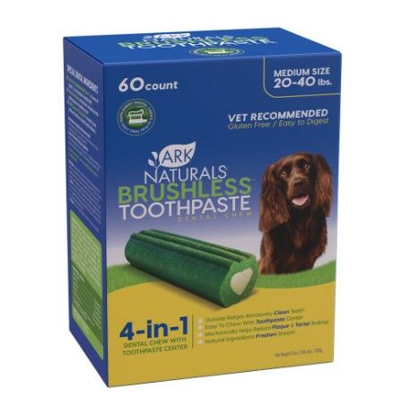 Brushless Toothpaste Dental Chews for Medium Dogs, 60-Ct