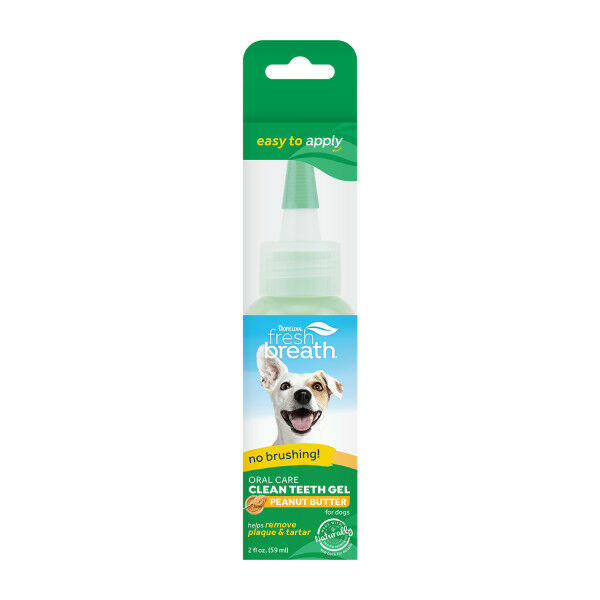 TropiClean Fresh Breath Peanut Butter Flavor Clean Teeth Dental & Oral Care Gel for Dogs, 2-Oz