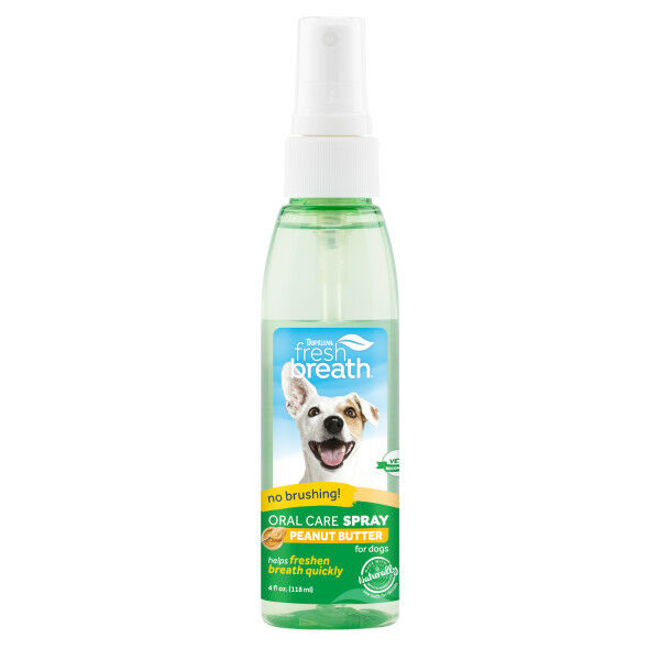 TropiClean Fresh Breath Peanut Butter Oral Care Spray for Pets, 4-Oz