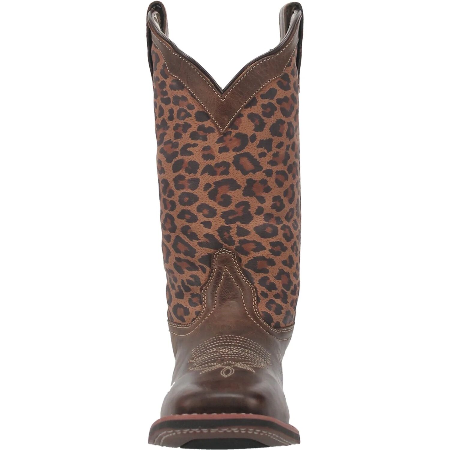 Women's Square Toe Astras Leather Boot in Brown Leopard