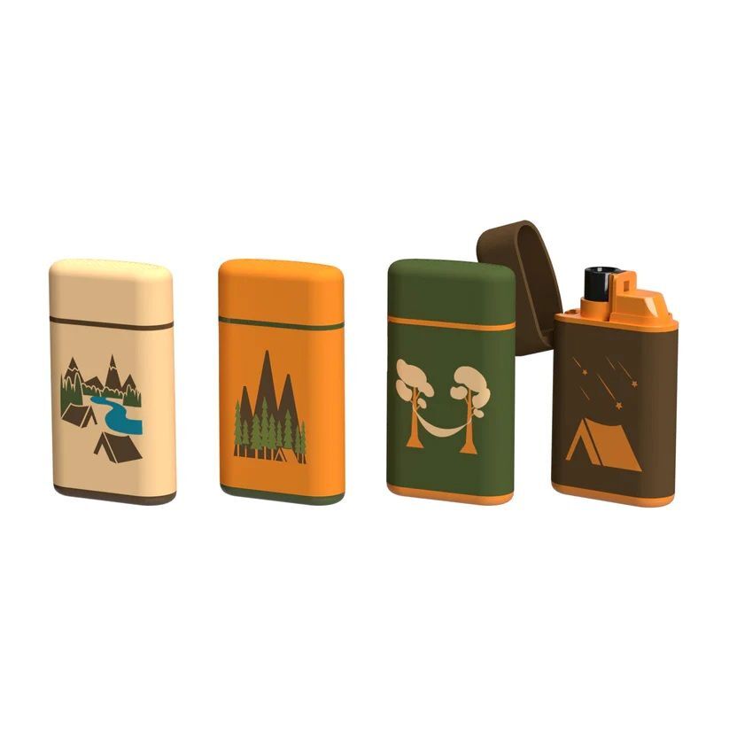 MK Lighter Outdoor Series, Camper Set, Torch Flame Pocket Lighters Assortment