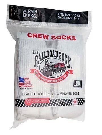 Men's Crew Sock in White, 6-Pk