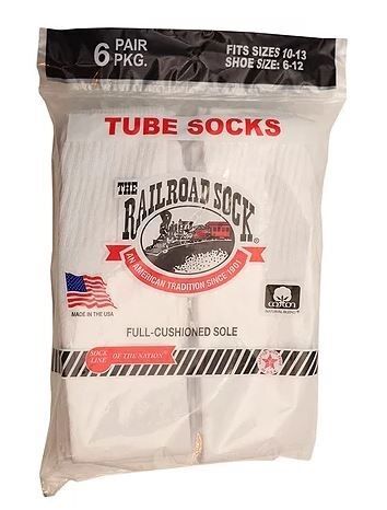 Men's Tube Sock in White, 6-Pk
