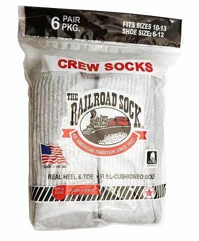 Men's Crew Sock in Gray, 6-Pk