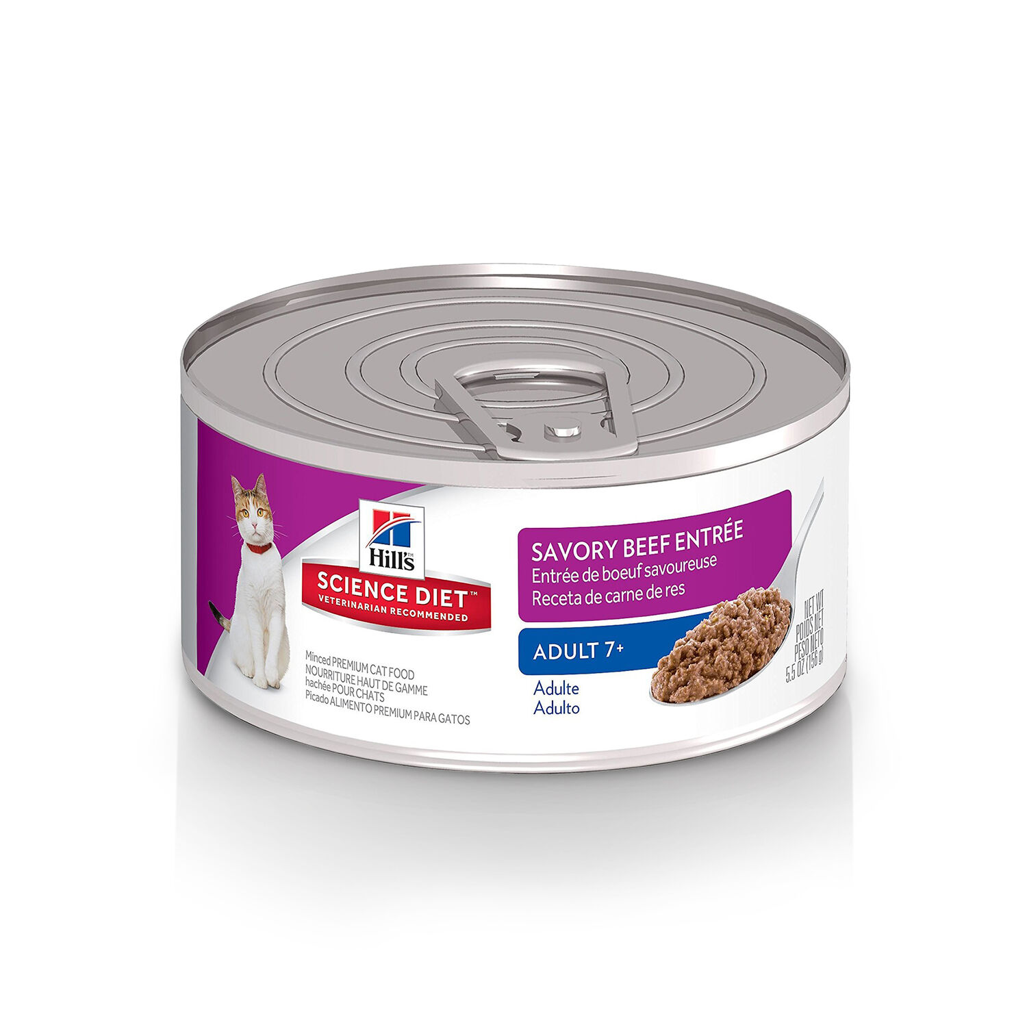 Hill's Science Diet Senior 7+ Savory Beef Entrée Wet Cat Food, 5.5-Oz Can