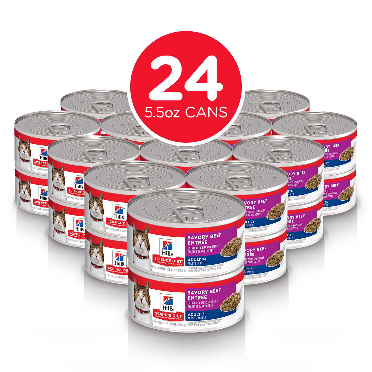 Hill's Science Diet Senior 7+ Savory Beef Entrée Wet Cat Food, 5.5-Oz Can
