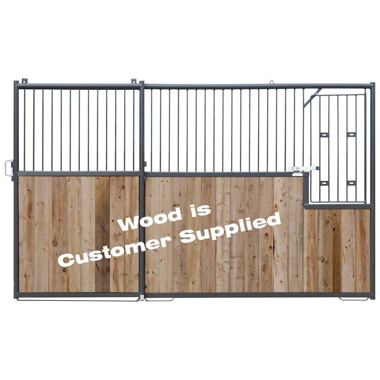 Behlen Country Gray Modular Horse Stall Front Panel With Door & Bars, 12-Ft x 84-In