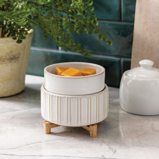 Candle Warmers Ceramic & Wood 2-in-1 Classic Fragrance Warmer