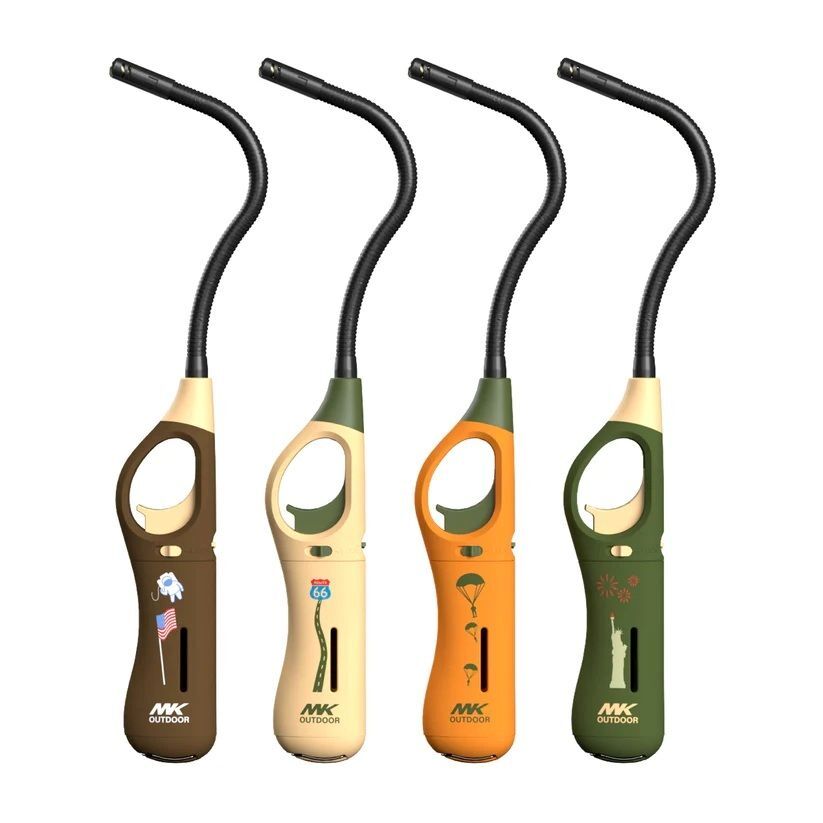 MK Lighter Outdoor Series, Windproof Flame, Extra Long Flexible Neck Utility Lighters Assortment