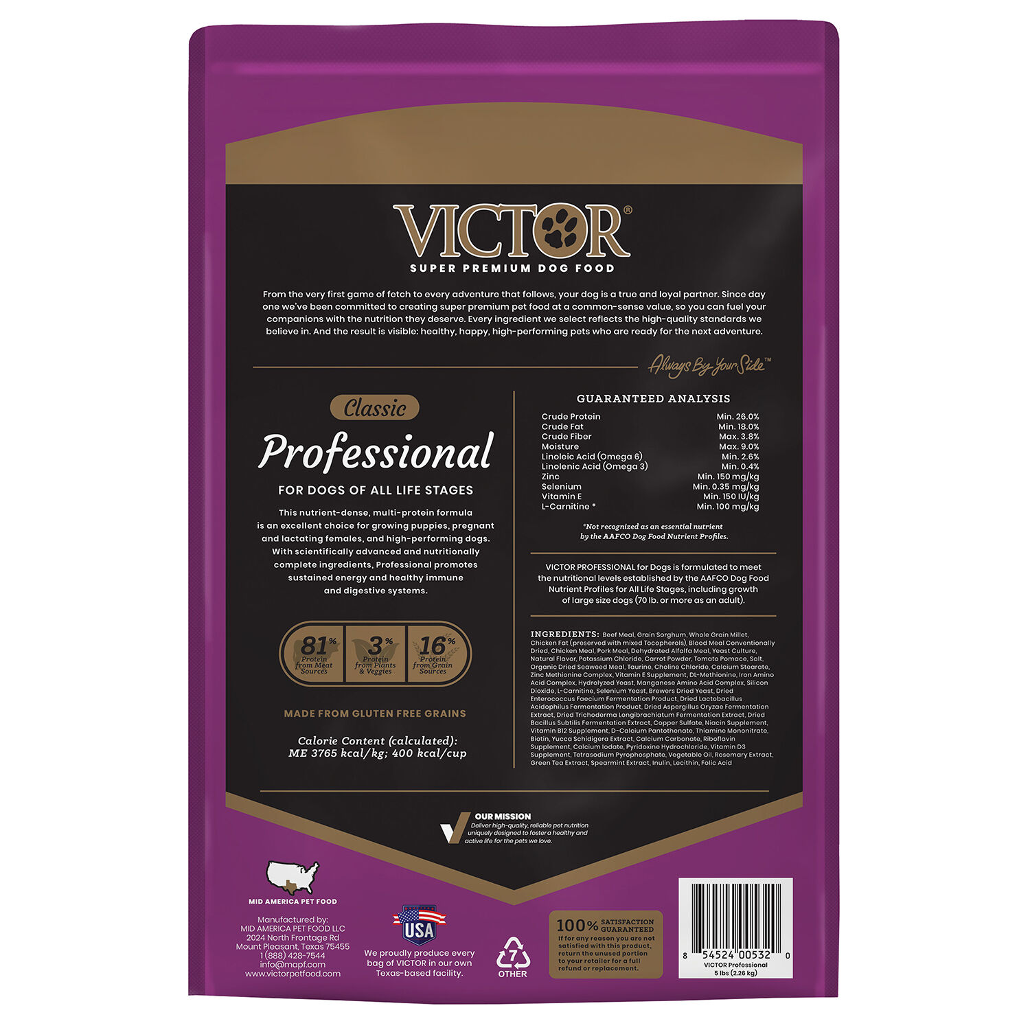 Victor Classic Professional, Dry Dog Food, 5-Lb Bag