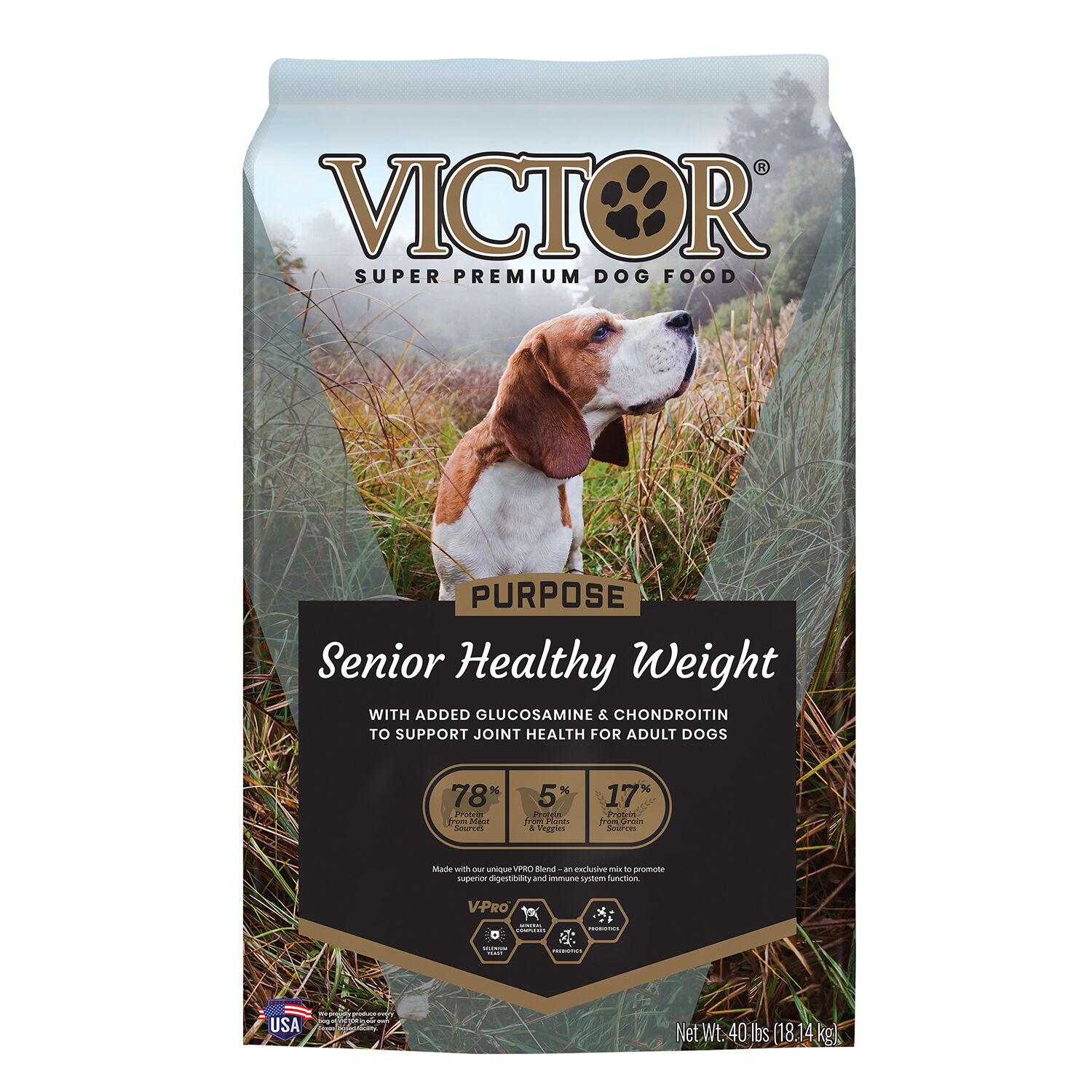 Victor Purpose Senior Healthy Weight Dry Dog Food, 40-Lb Bag Dog