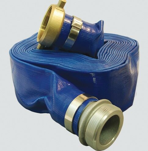 1-1/2-In X 50-Ft Blue Standard Duty PVC Layflat Discharge Hose Assembly with Pin Lug Coupling