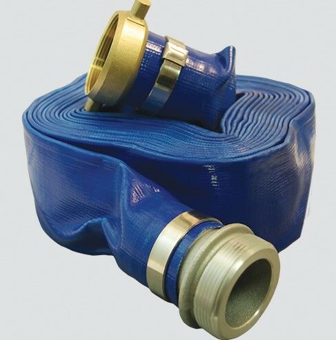 2-In X 50-Ft Blue Standard Duty PVC Layflat Discharge Hose Assembly with Pin Lug Coupling