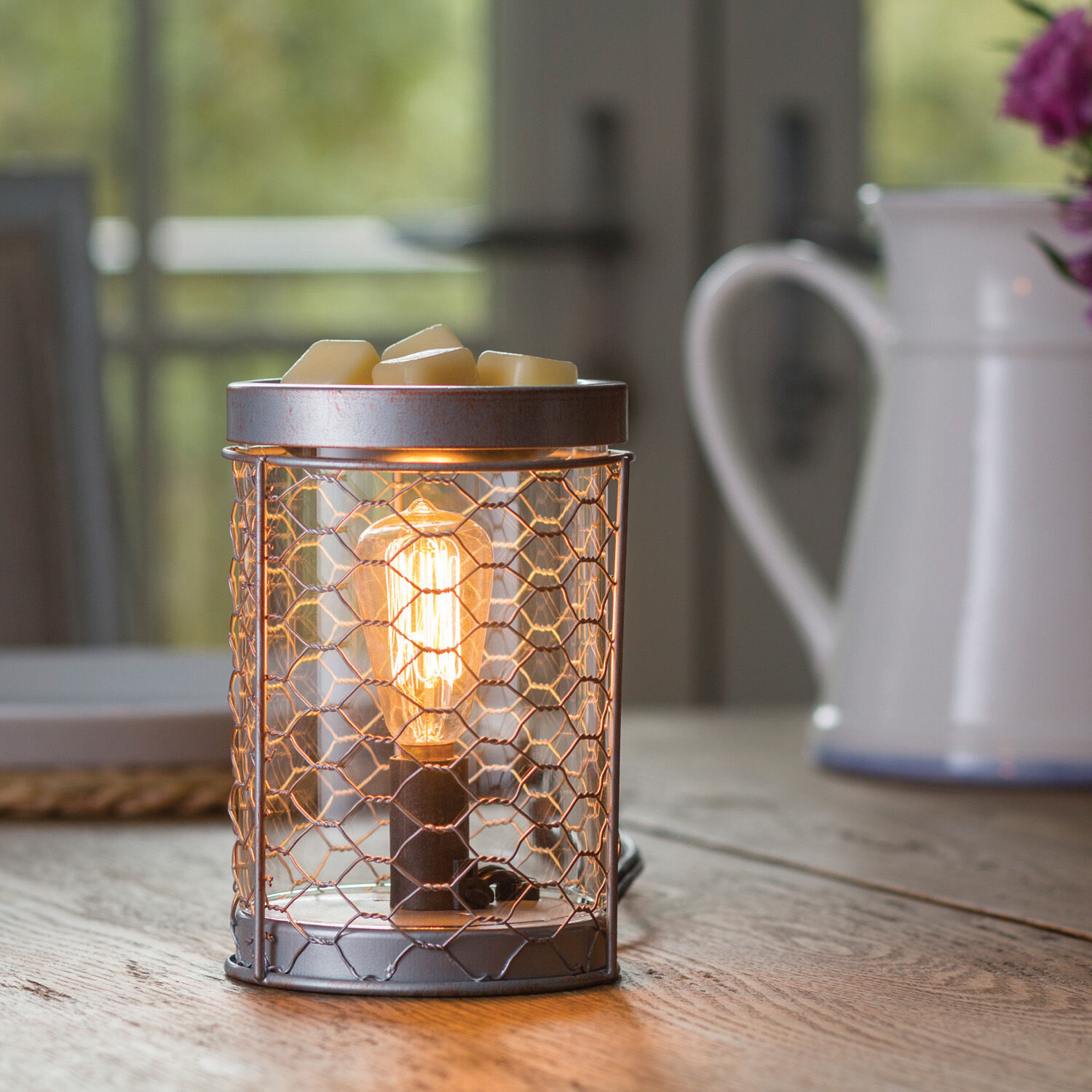 Chicken Wire Edison Bulb Illumination Wax Warmer