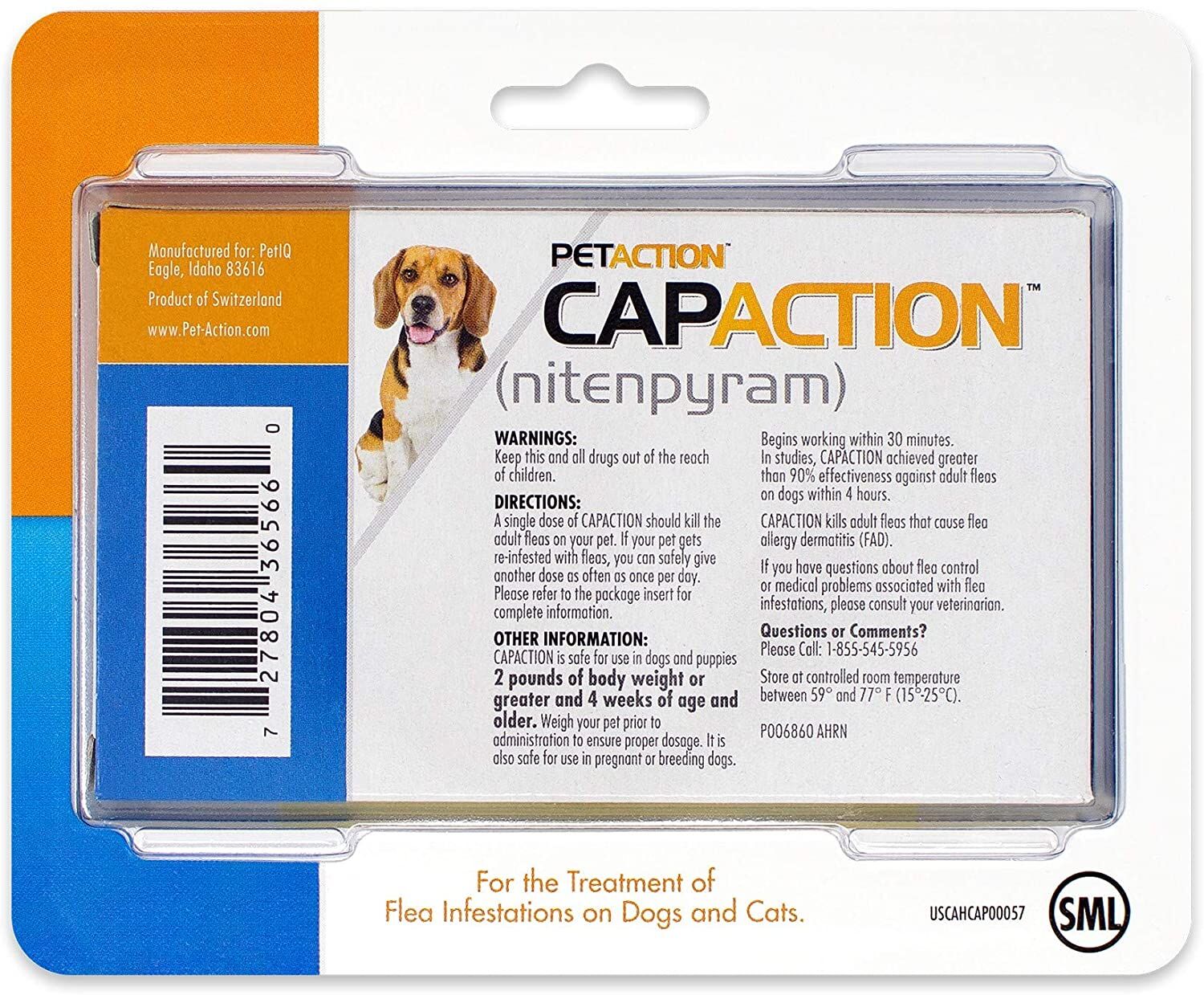 CapAction Fast-Acting Flea Treatment for Dogs 2-Lbs to 25-Lbs, 6 Pack