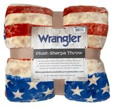 54-In x 68-In Wrangler Stars & Stripes USA Plush Sherpa Throw