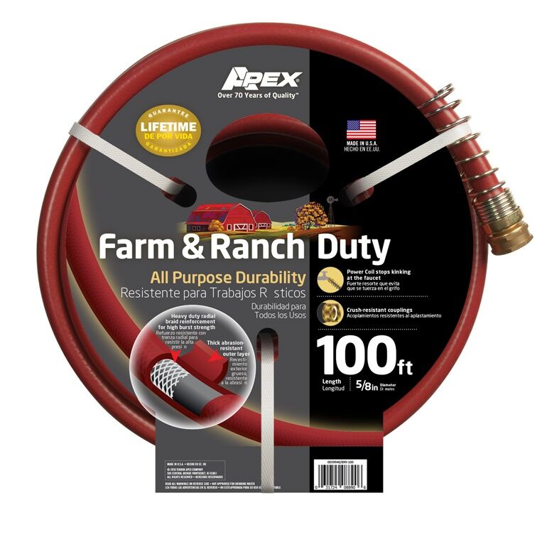 Teknor Apex Commercial Farm & Ranch Duty Hose, 5/8-In x 100-Ft