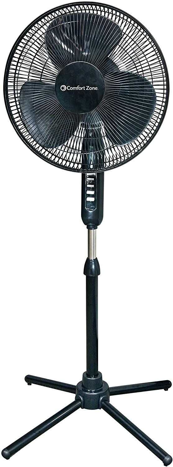 16-In Oscillating 3 Speed Pedestal Fan in Black