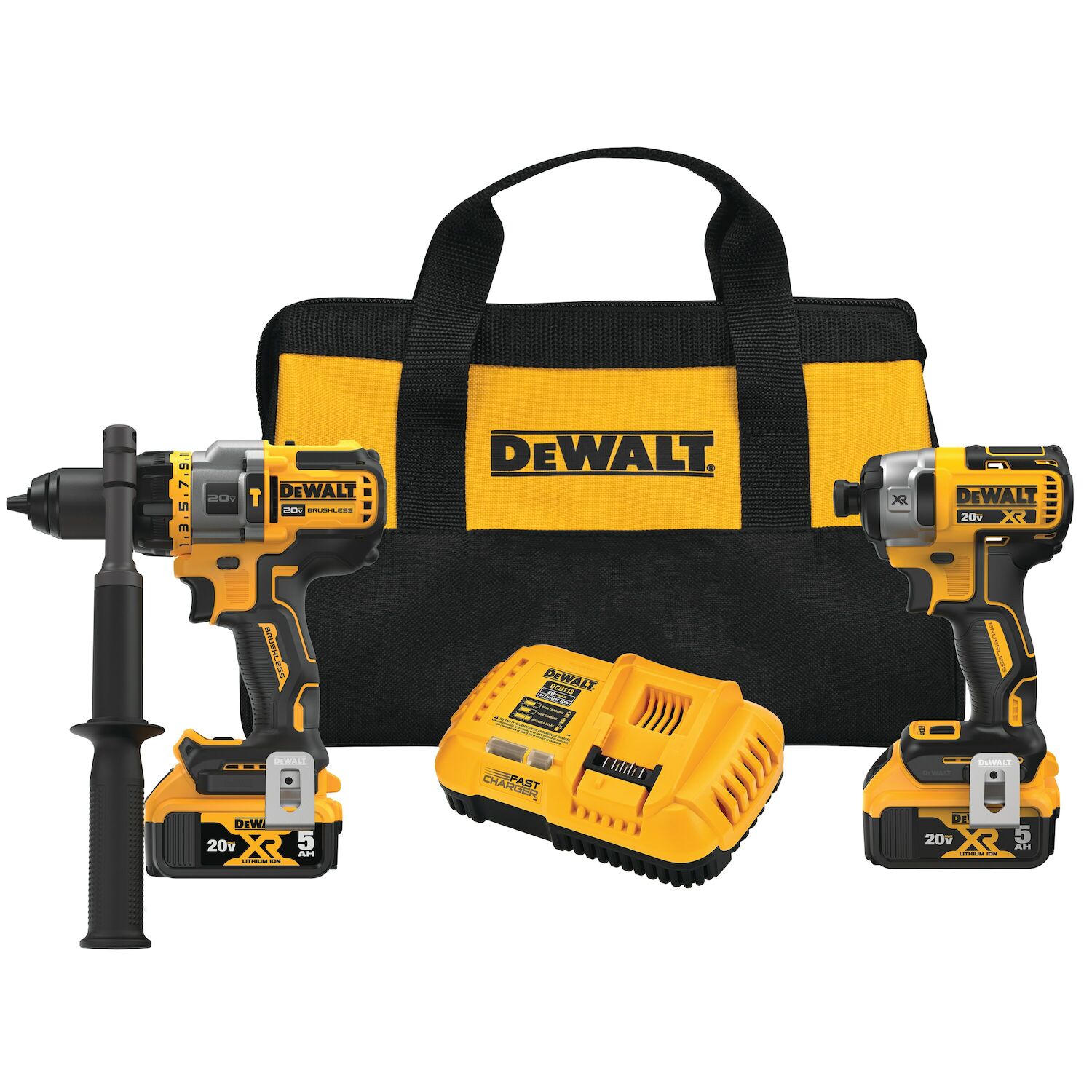 DEWALT 20-V Max FlexVolt Advantage Hammer Drill Driver & Impact Driver Combo Kit, 1/4-In & 1/2-In