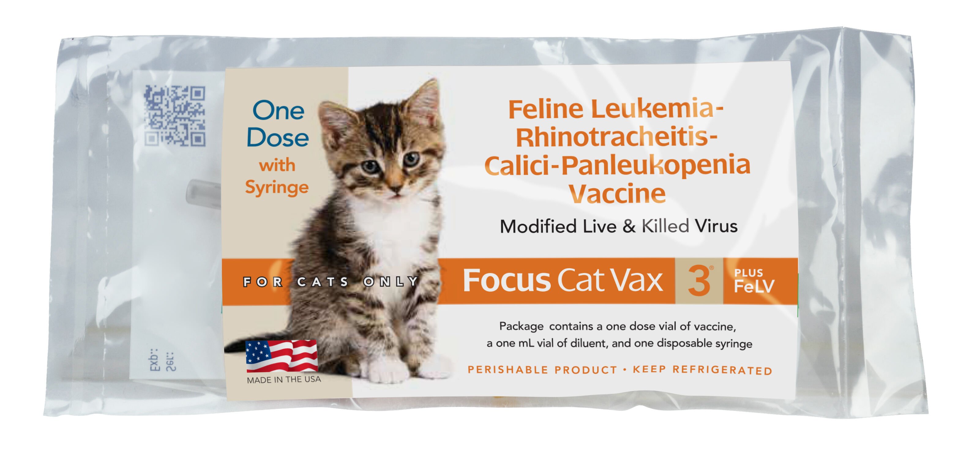 Focus Cat Vax 3 Plus FeLV Cat Vaccine, Single Dose