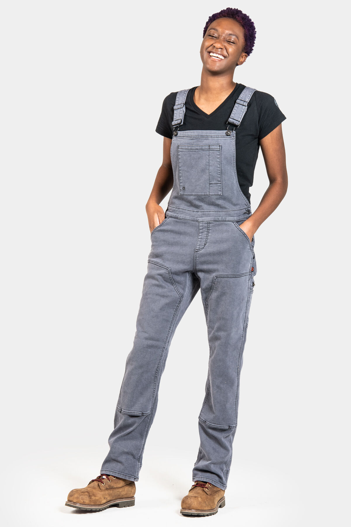 Women's Freshley Overall in Gray Stretch Canvas
