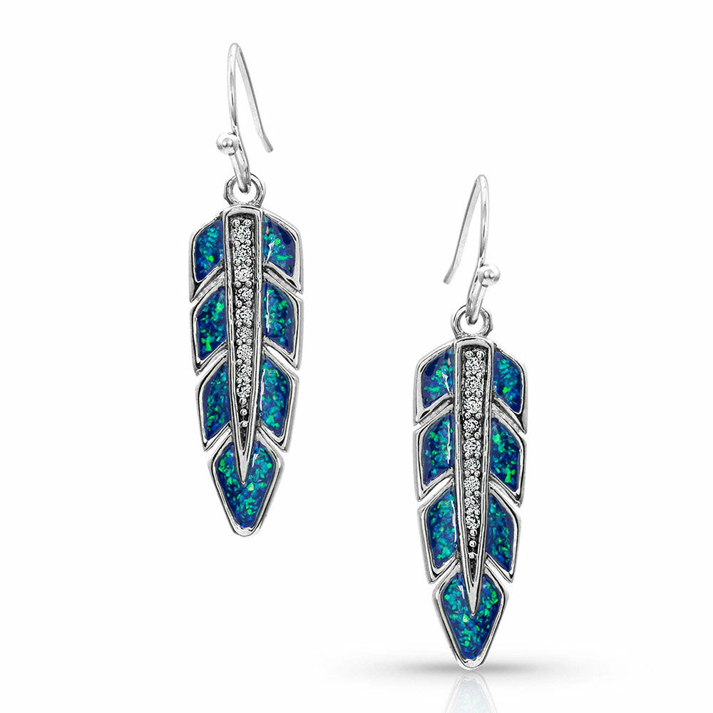 Hawk Feather Opal Earrings