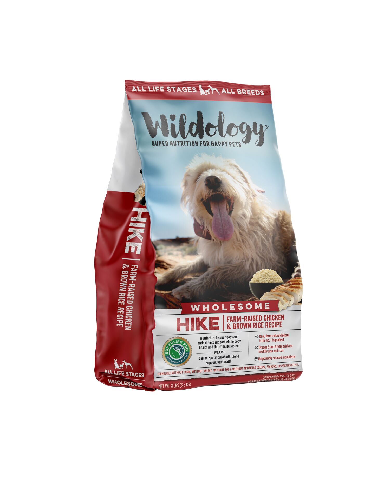 Wildology HIKE Farm-Raised Chicken & Brown Rice Recipe Dog Food, 8-Lb