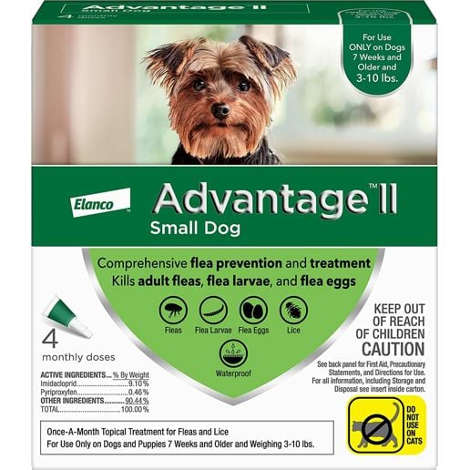 Advantage II Flea and Lice Treatment for Small Dogs, 3-10-Lb, 4-Pk
