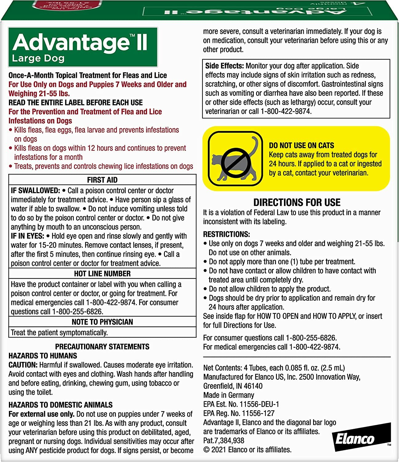 Advantage II Flea and Lice Treatment for Large Dogs 21-55-Lb, 4-Pk