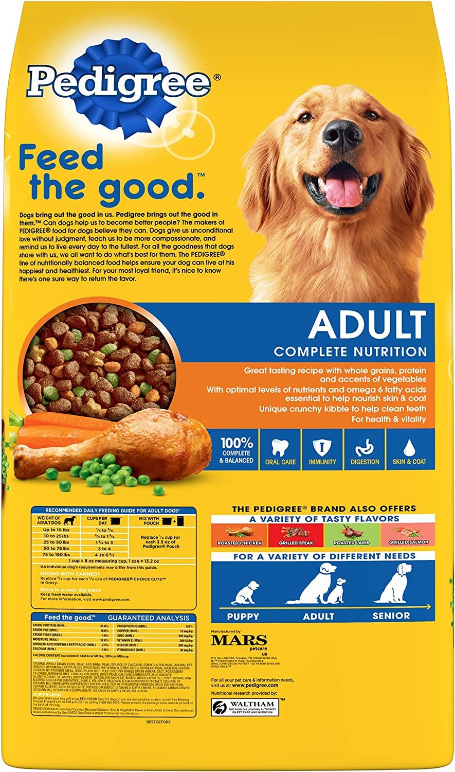 PEDIGREE Dry Dog Food Adult Roasted Chicken, Rice & Vegetable Flavor Dog Food, 44-Lb