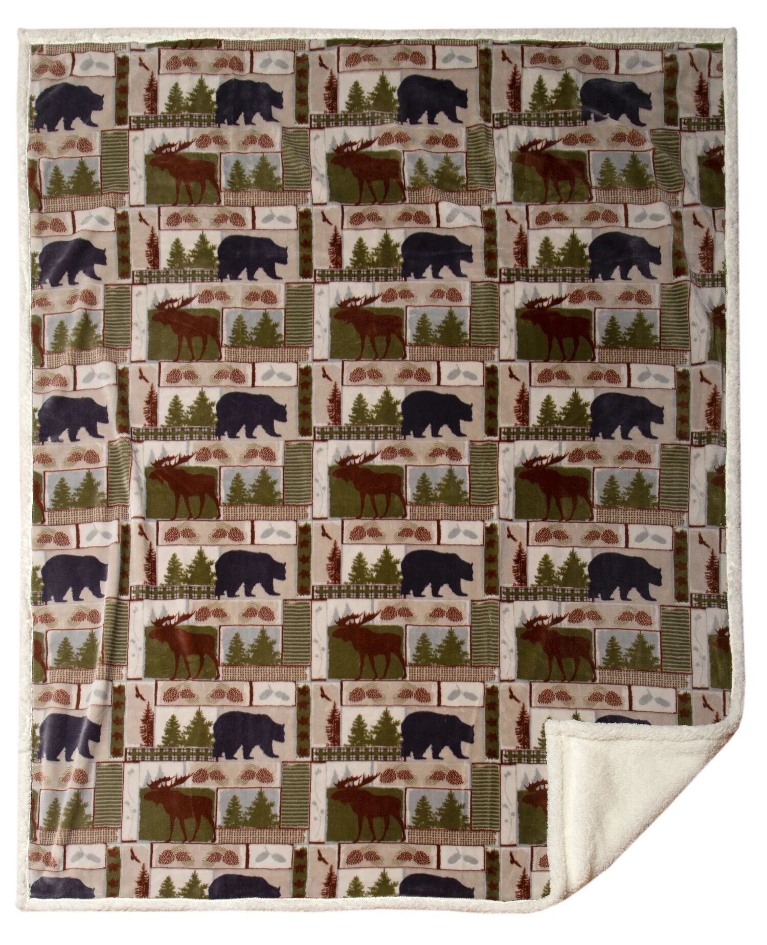 Vintage Lodge Sherpa Throw Blanket